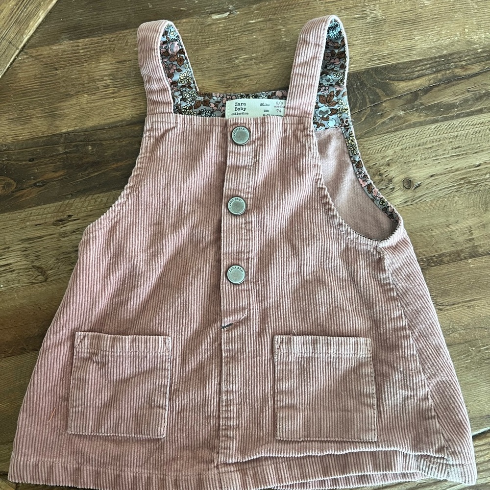 Zara Pink Corduroy romper dress size 6-9month
